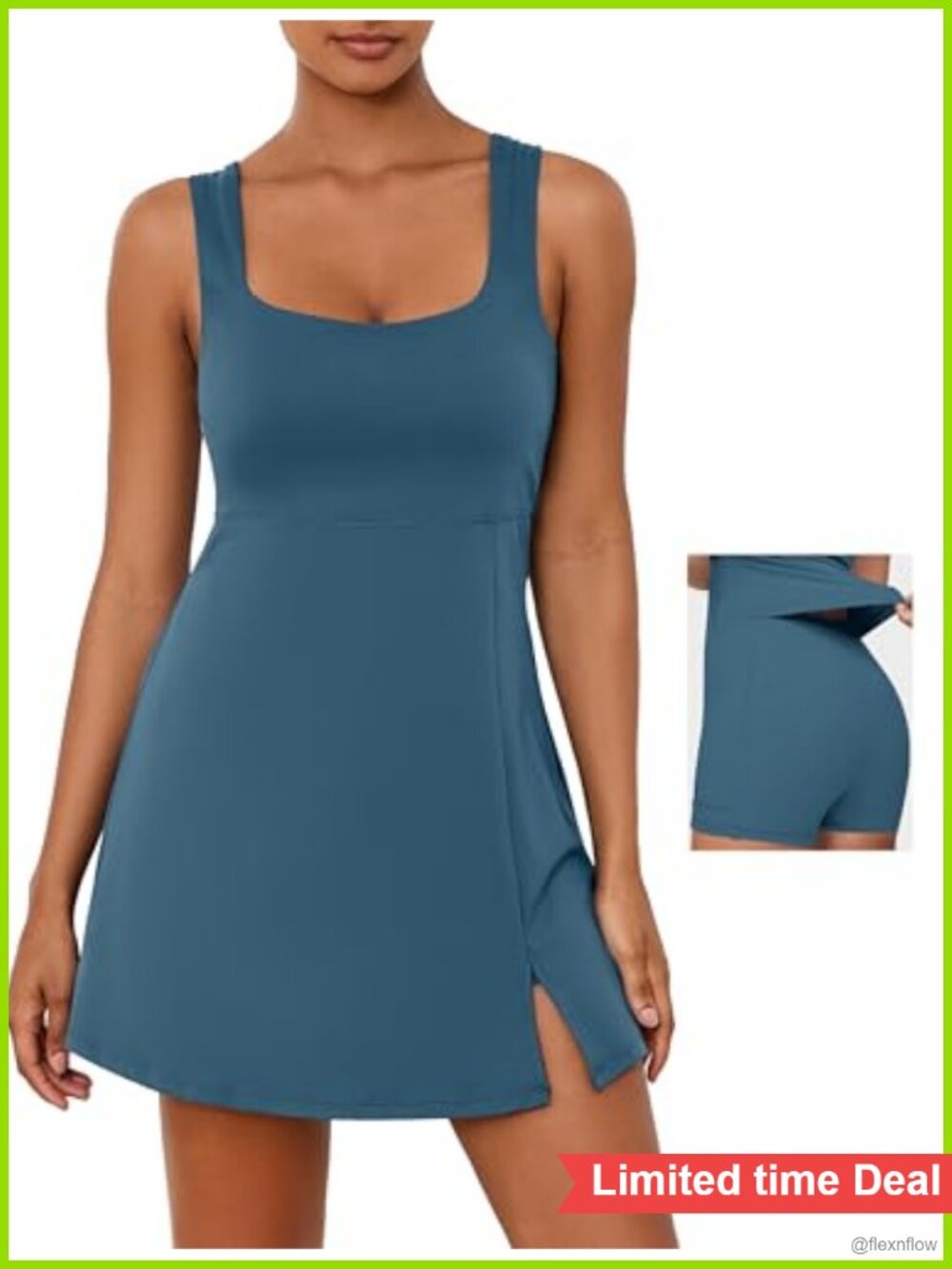 Tennis Dress with Pockets Sleeveless Built in Shorts Athletic Golf Active